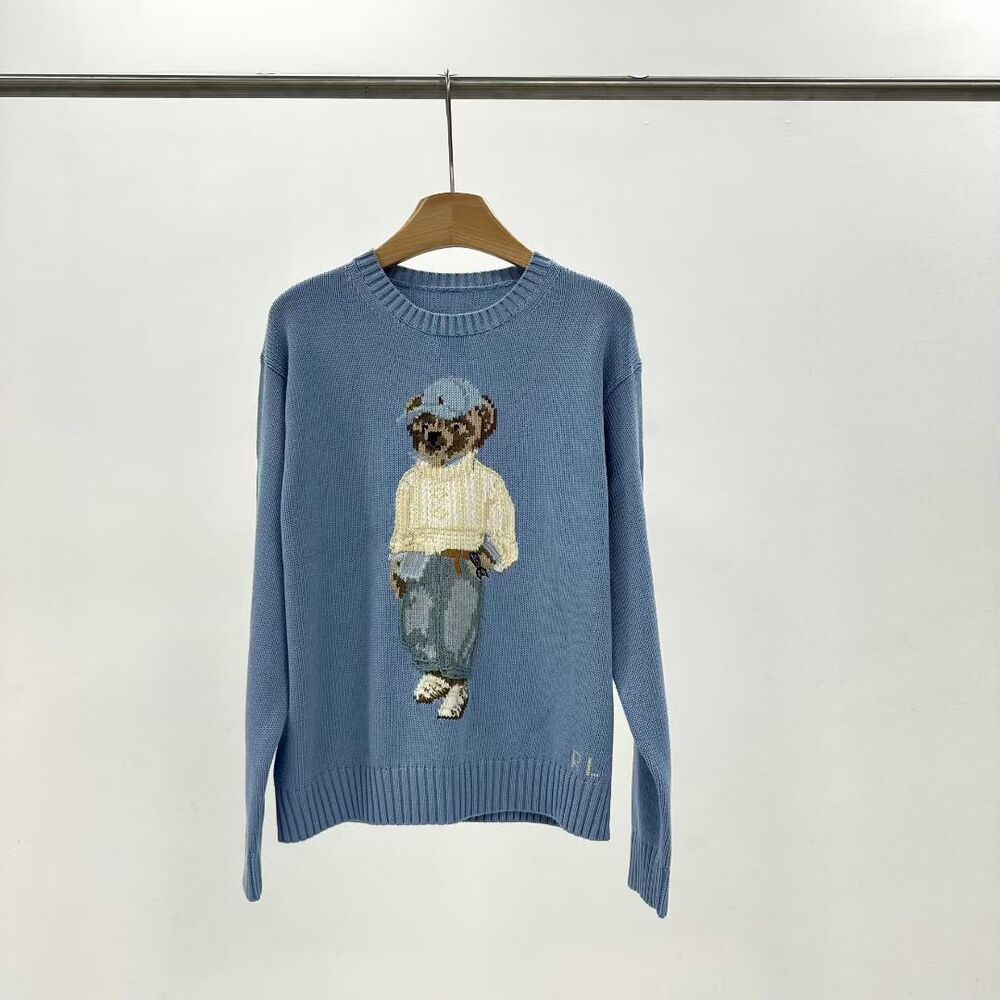 Ralph Lauren Polo Bear Blue Knit Crewneck Sweater